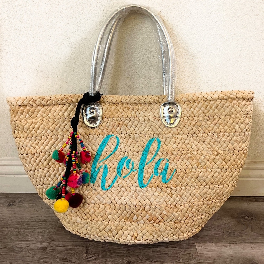 Raffia Straw Beach Tote Bag - Large